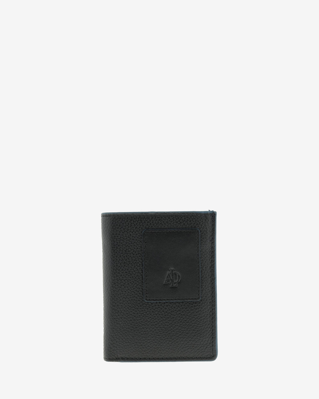 Cartera de piel negra con RFID cerrada, vista frontal, ref. 1664-1
