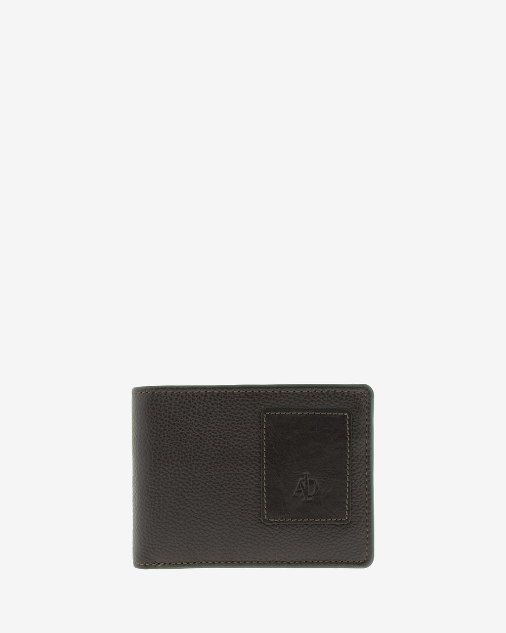 Cartera de piel marron con RFID, monedero y ranuras ocultas para tarjetas cerrada, vista frontal, ref. 1663-2