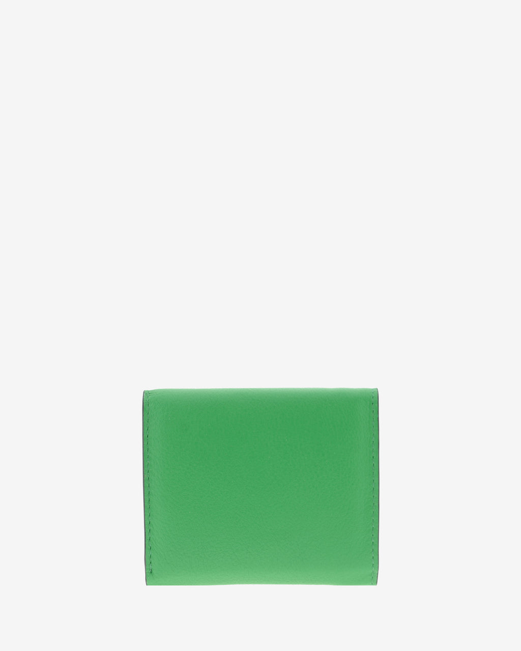 Cartera de piel auténtica ref. 8080-5 en color verde con ribete negro y solapa, de medida pequeña y compacta, con protección de tarjetas RFID de la colección Essenza, vista trasera