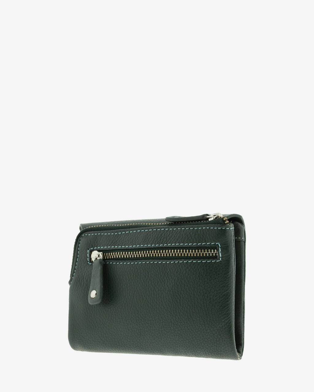 Cartera pequena de mujer en piel autentica de color verde con forma de sobre. Ref. 4236-5. Vista trasera