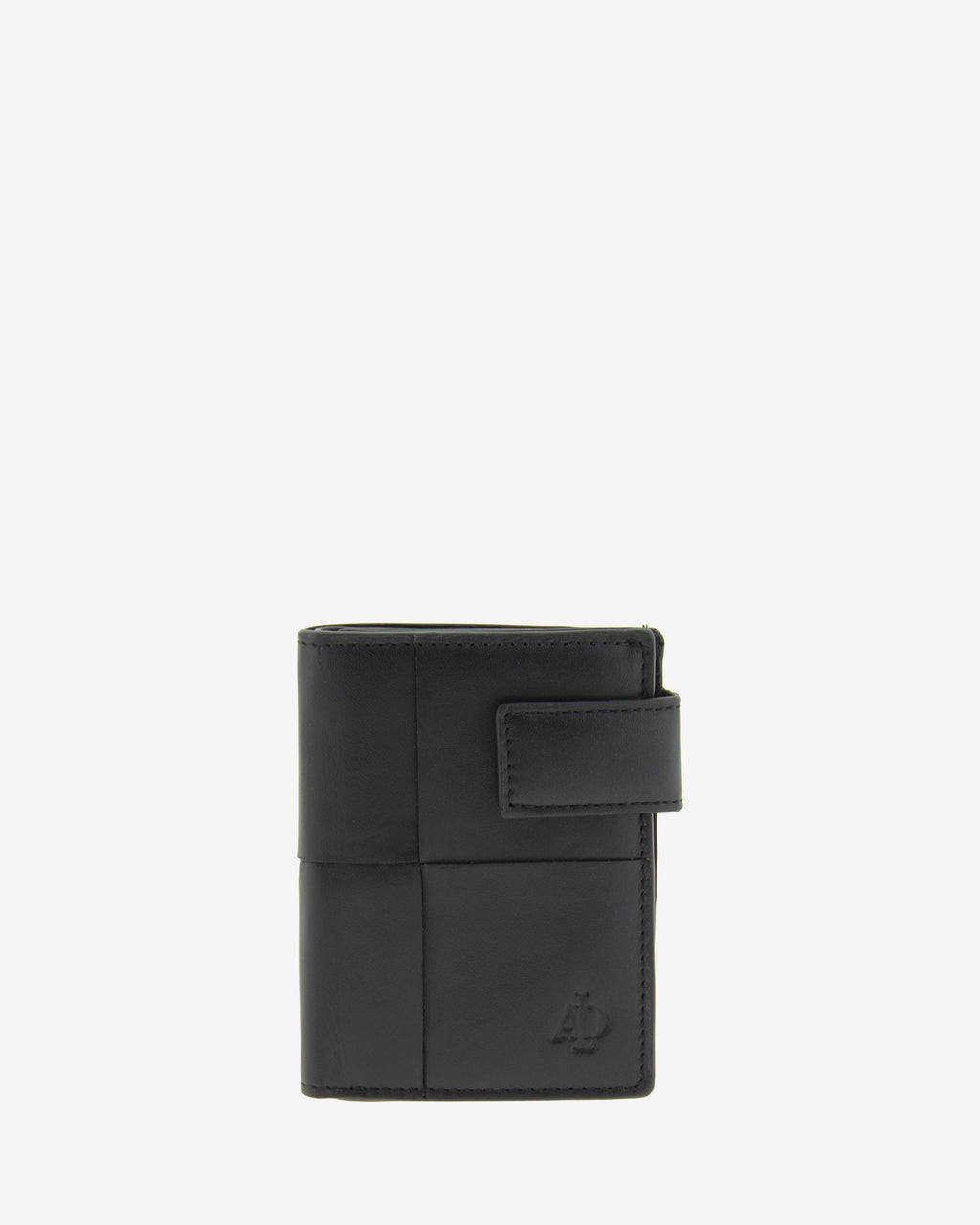 Cartera vertical compacta de piel color negro con RFID y cierre de botón, vista frontal, ref. 1666-1