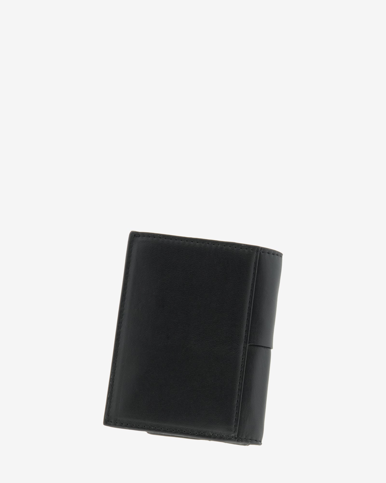 Cartera vertical de piel color negro, vista diagonal trasera, ref. 1665-1