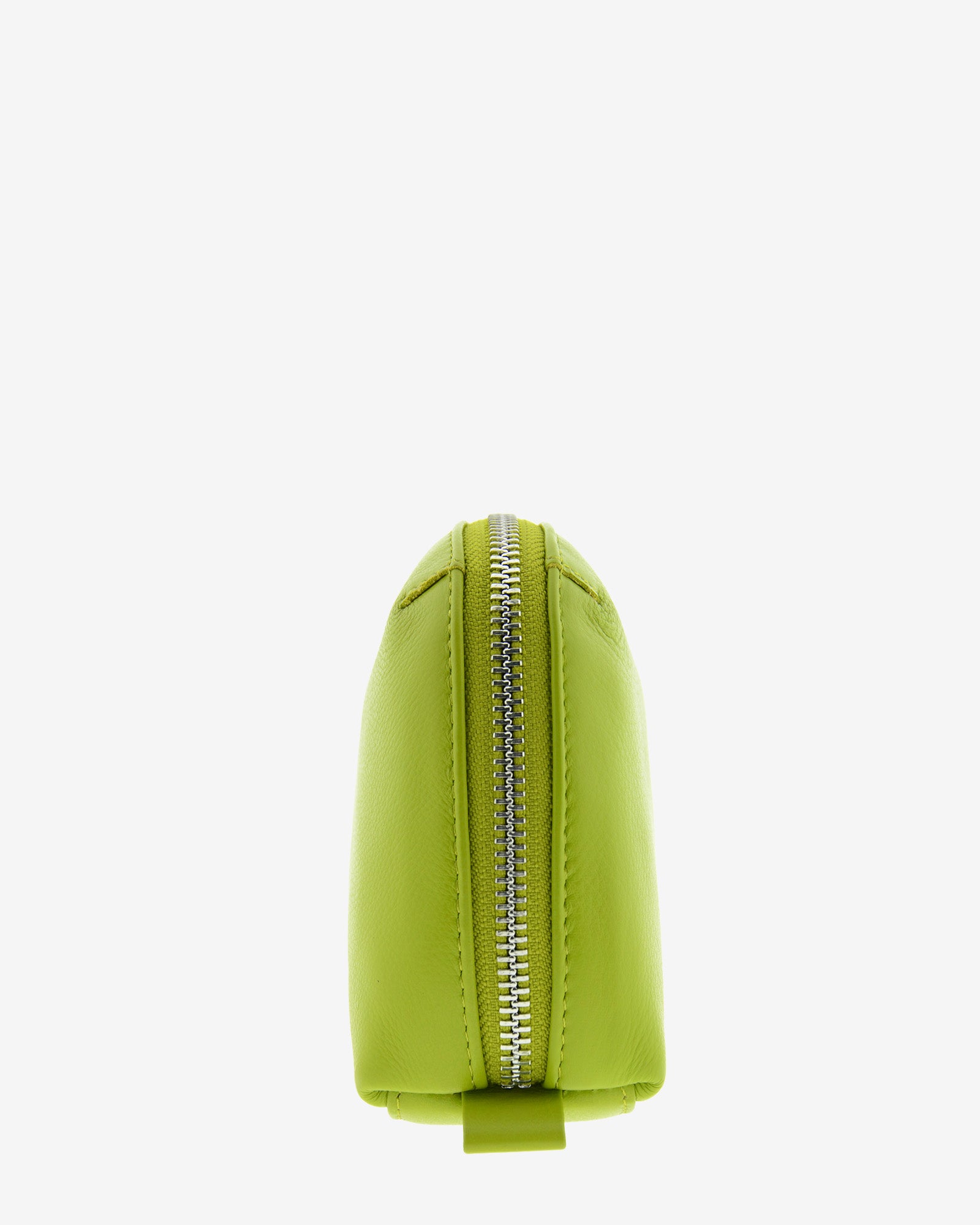 Tech pouch, estuche tecnológico en piel auténtica en color lima, ref. 8085-17,  con RFID y cierre de cremallera, vista lateral