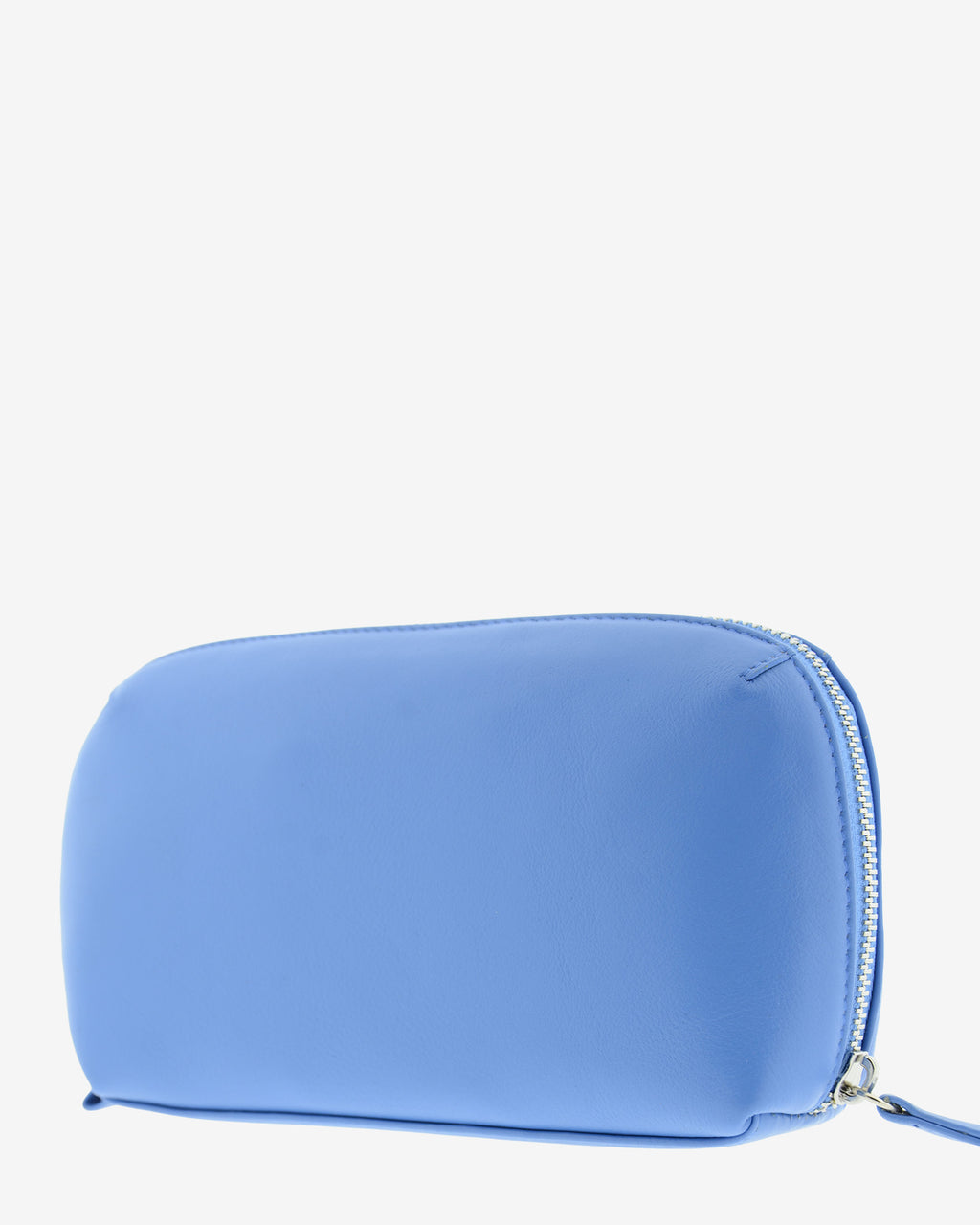 Tech pouch, estuche tecnológico en piel auténtica en color azul, ref. 8085-14,  con RFID y cierre de cremallera, vista diagonal trasera