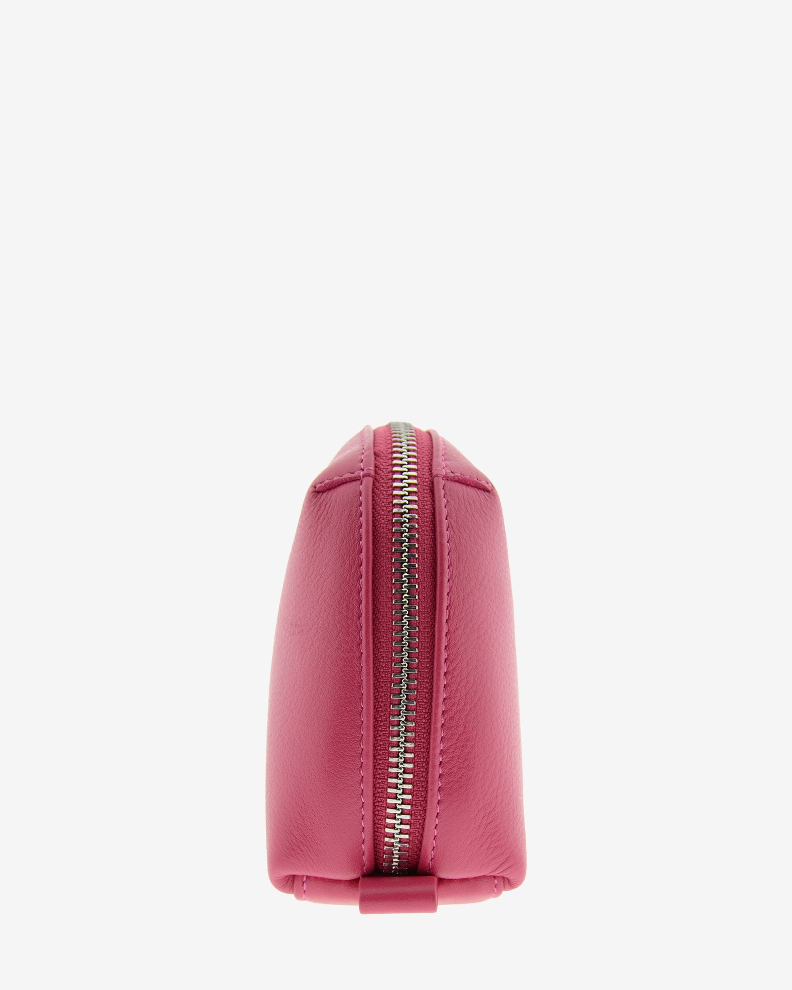 Tech pouch, estuche tecnológico en piel auténtica en color fucsia, ref. 8085-25,  con RFID y cierre de cremallera, vista lateral