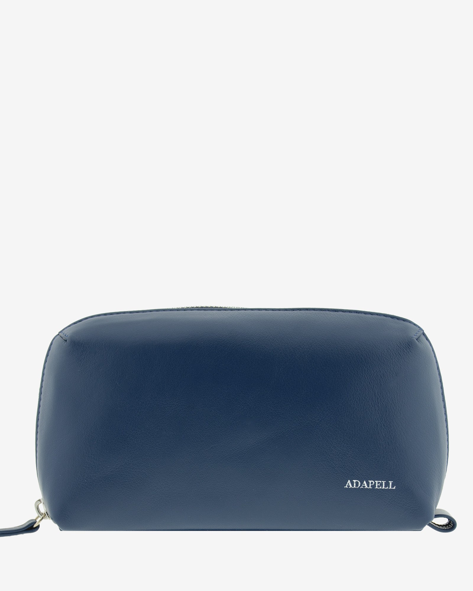 Tech pouch, estuche tecnológico en piel auténtica en color azul marino, ref. 8085-20,  con RFID y cierre de cremallera, vista frontal