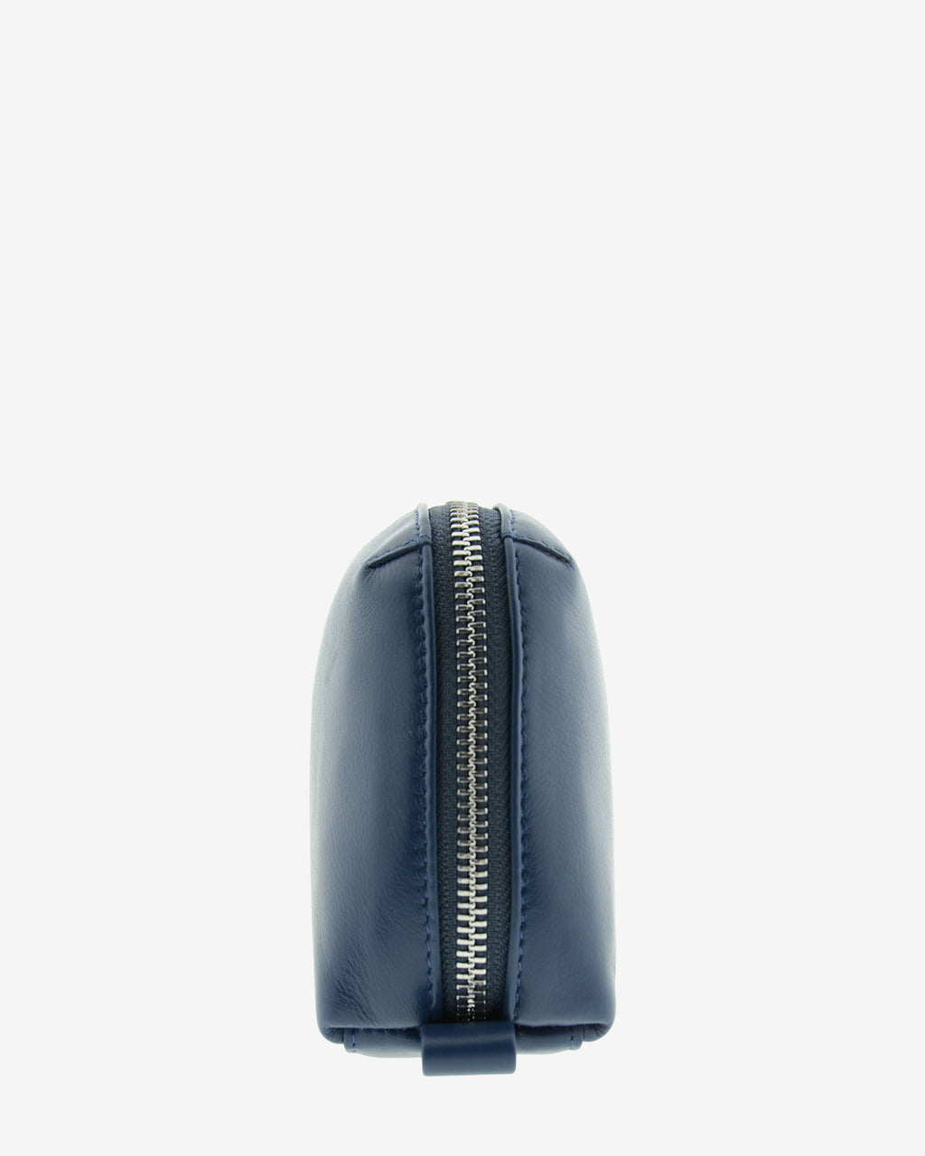 Tech pouch, estuche tecnológico en piel auténtica en color azul marino, ref. 8085-20,  con RFID y cierre de cremallera, vista lateral