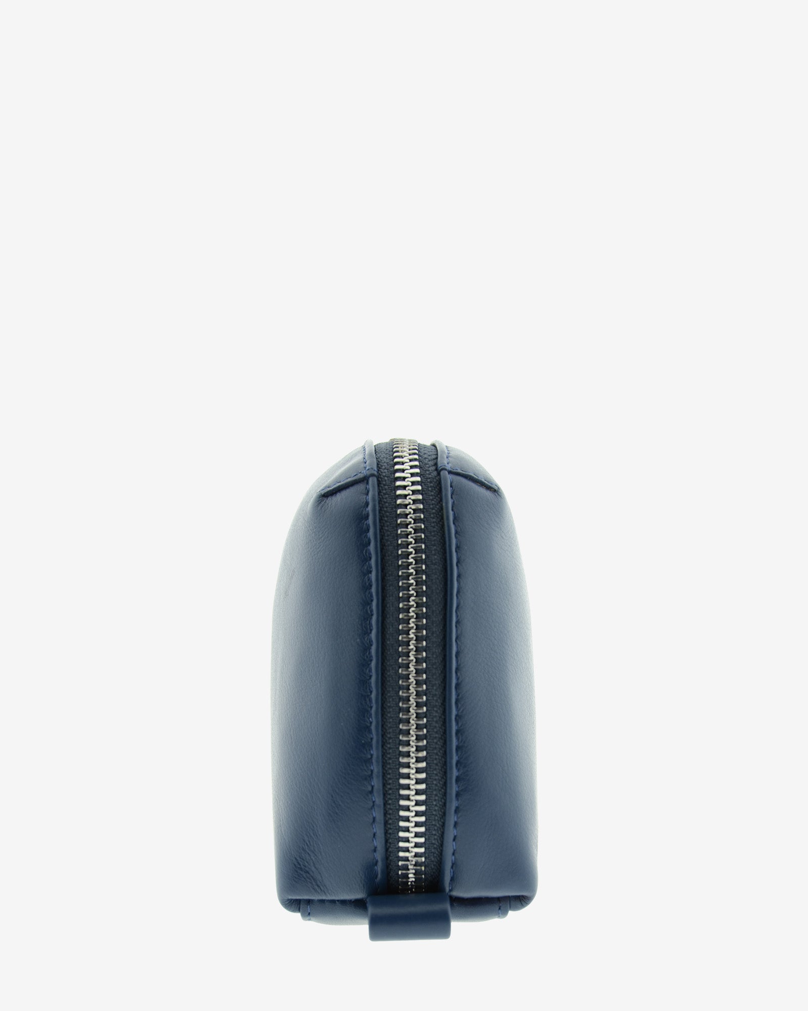 Tech pouch, estuche tecnológico en piel auténtica en color azul marino, ref. 8085-20,  con RFID y cierre de cremallera, vista lateral