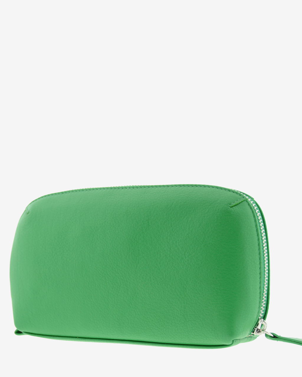 Tech pouch, estuche tecnológico ref. 8085-5, en piel auténtica en color verde y cierre de cremallera, vista diagonal trasera