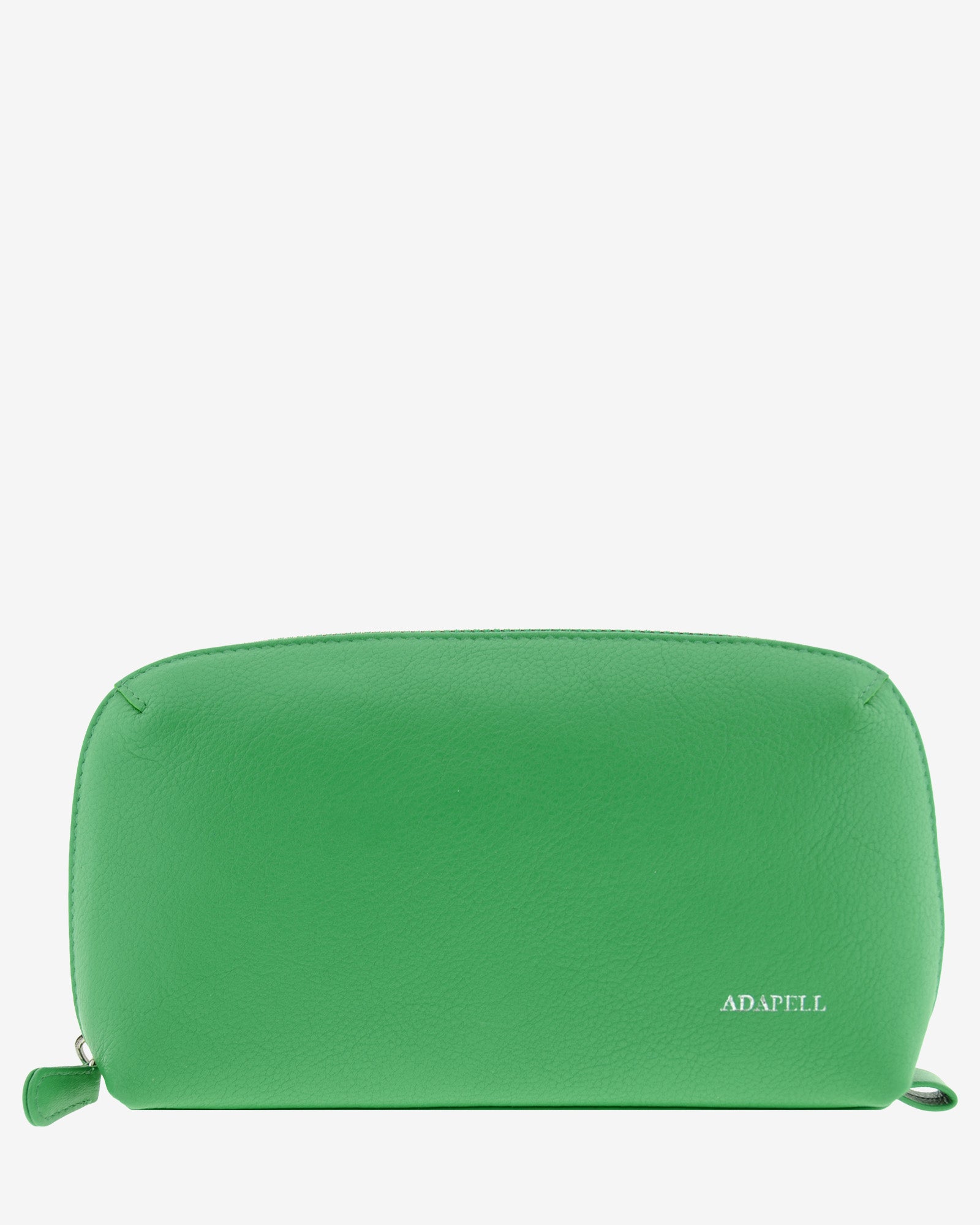 Tech pouch, estuche tecnológico  ref. 8085-5 en piel auténtica en color verde y cierre de cremallera, vista frontal