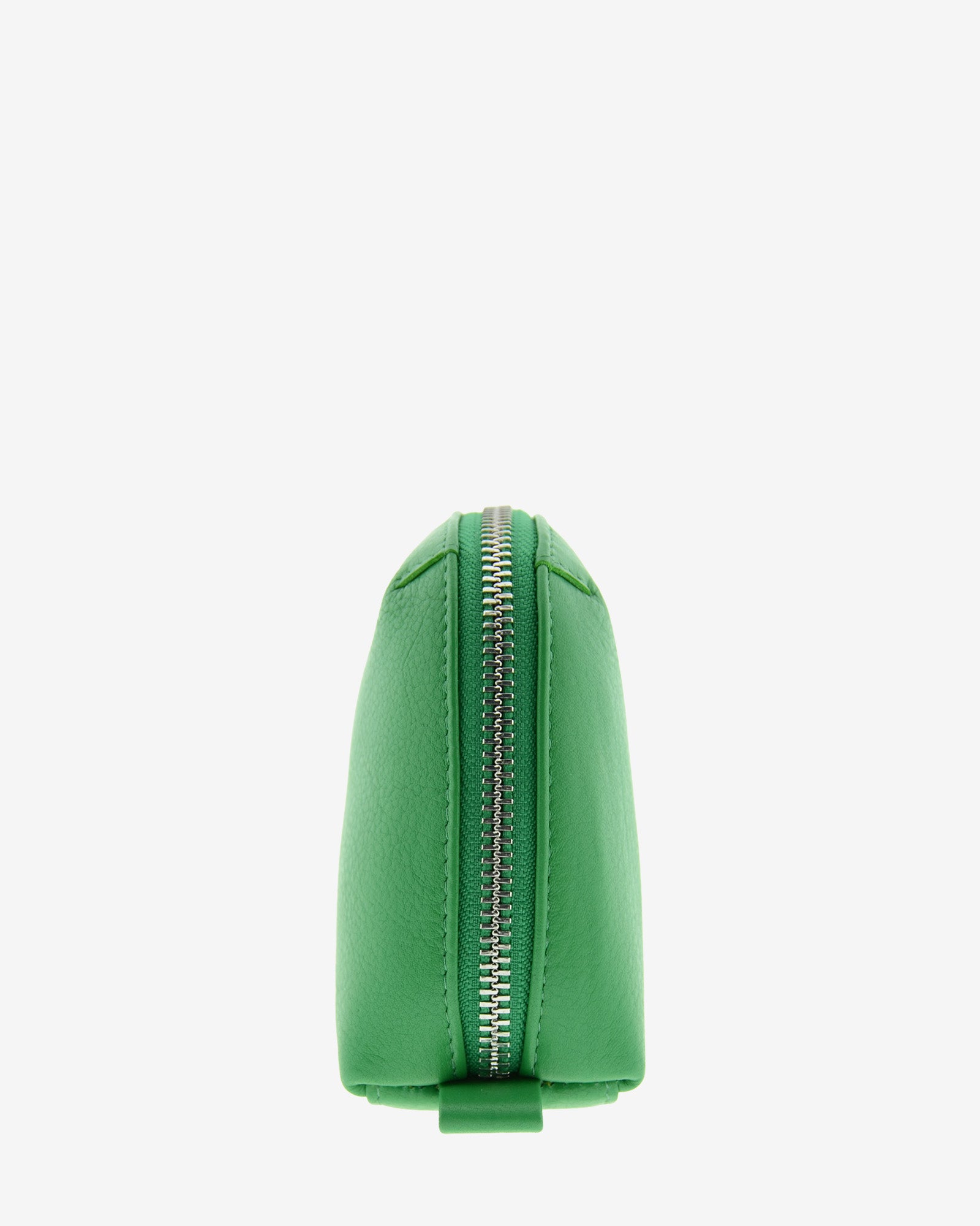 Tech pouch, estuche tecnológico ref. 8085-5, en piel auténtica en color verde y cierre de cremallera, vista lateral