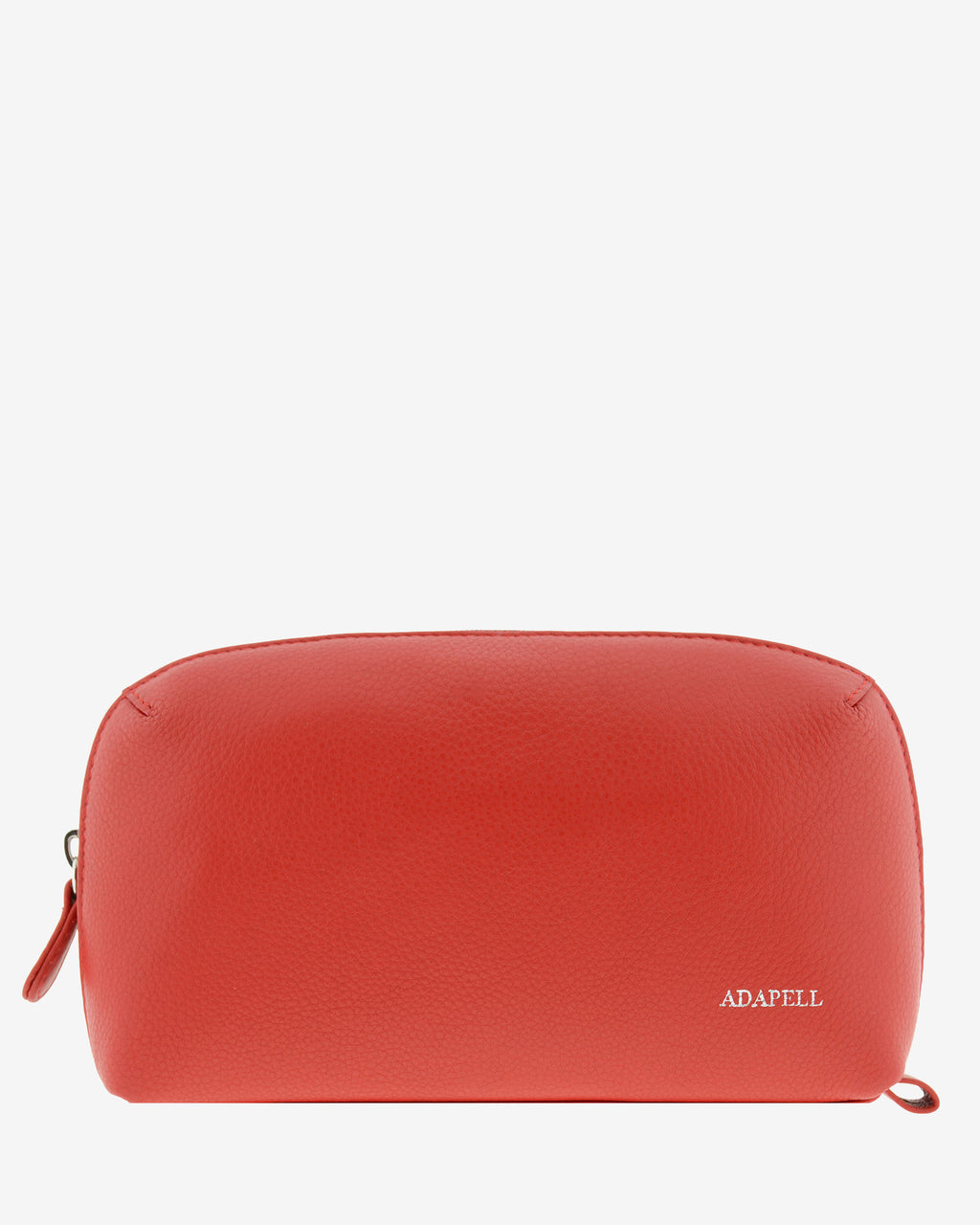 Tech pouch, estuche tecnológico en piel auténtica en color rojo y cierre de cremallera, vista frontal