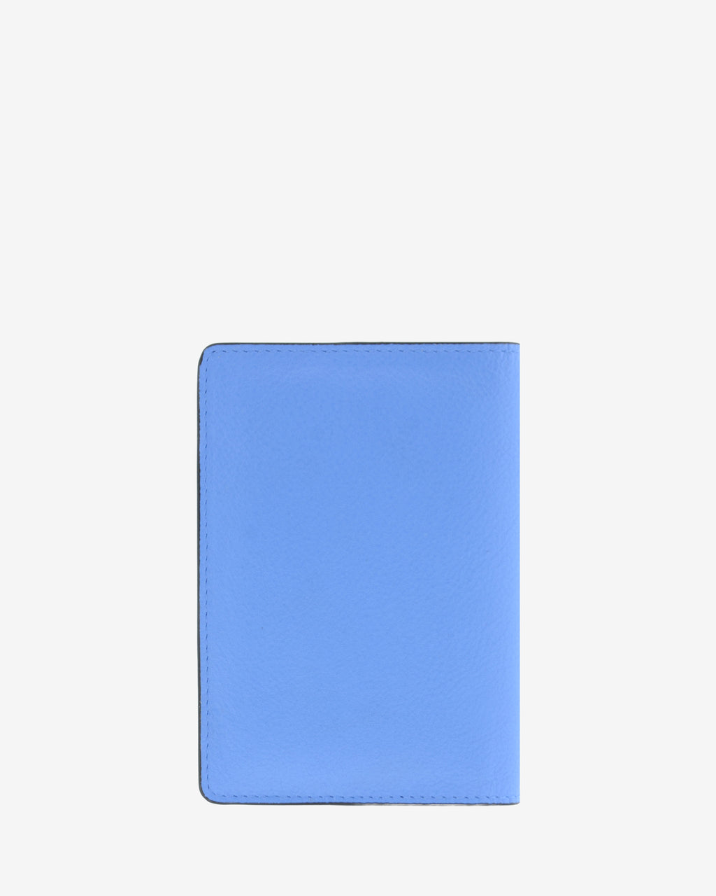 Funda pasaporte en piel auténtica muy suave de color azul y cantos en negro, ref. 8087-14, con protección RFID, vista trasera