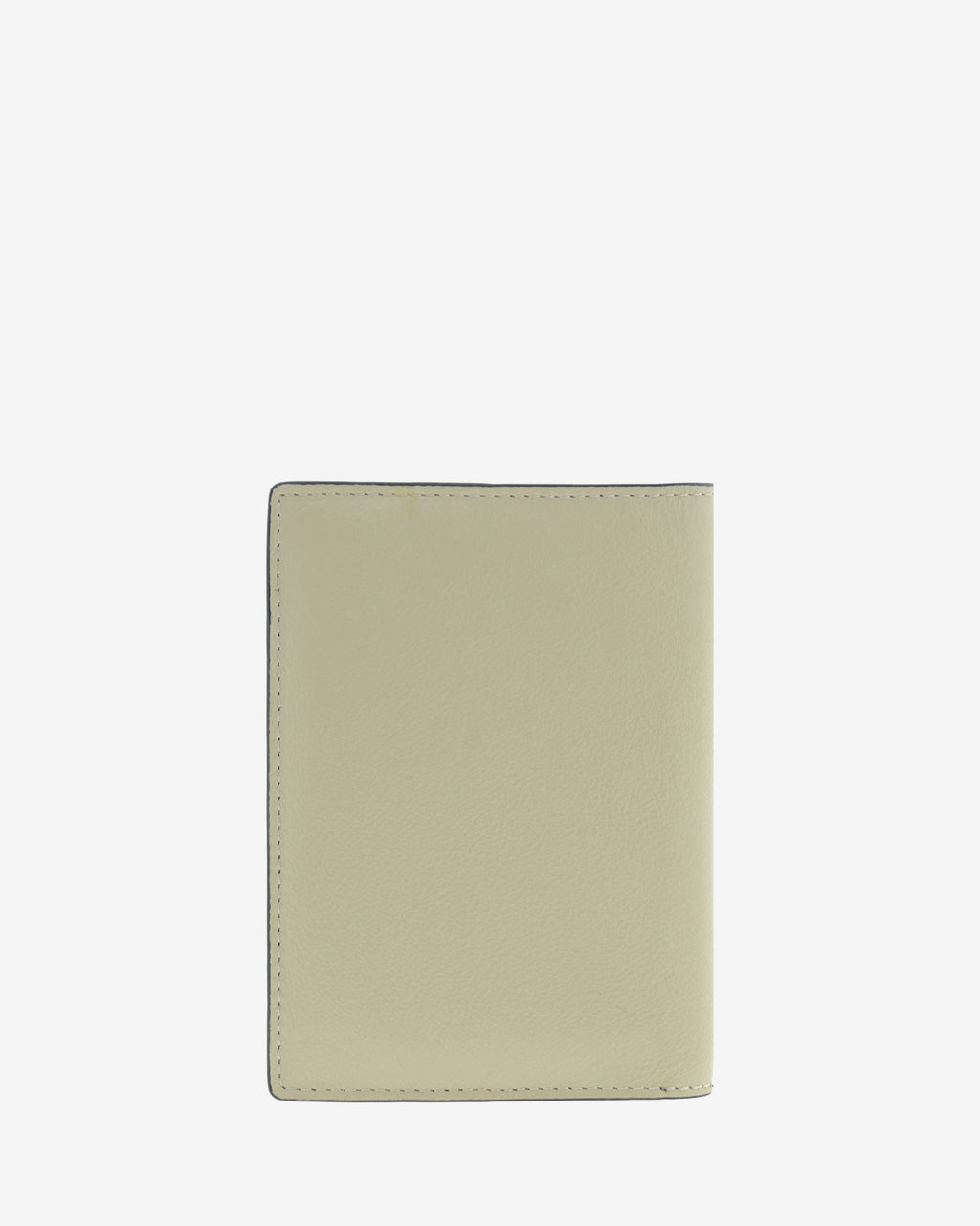 Funda pasaporte en piel auténtica muy suave de color ice stone y cantos en negro, ref. 8087-12, con protección RFID, vista trasera