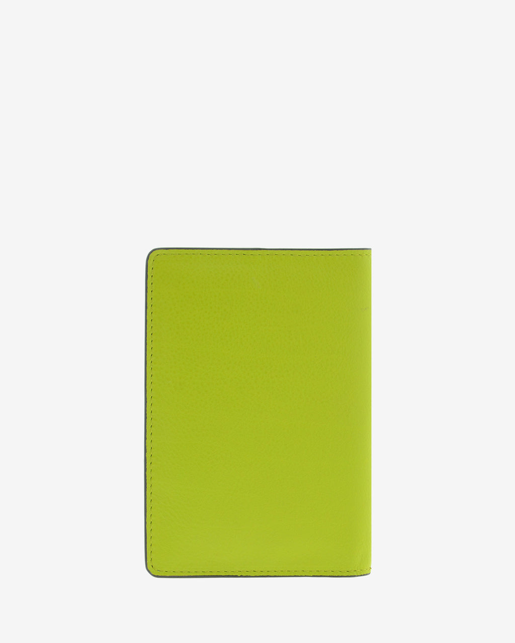 Funda pasaporte en piel auténtica muy suave de color lima y cantos en negro, ref. 8087-17, con protección RFID, vista trasera