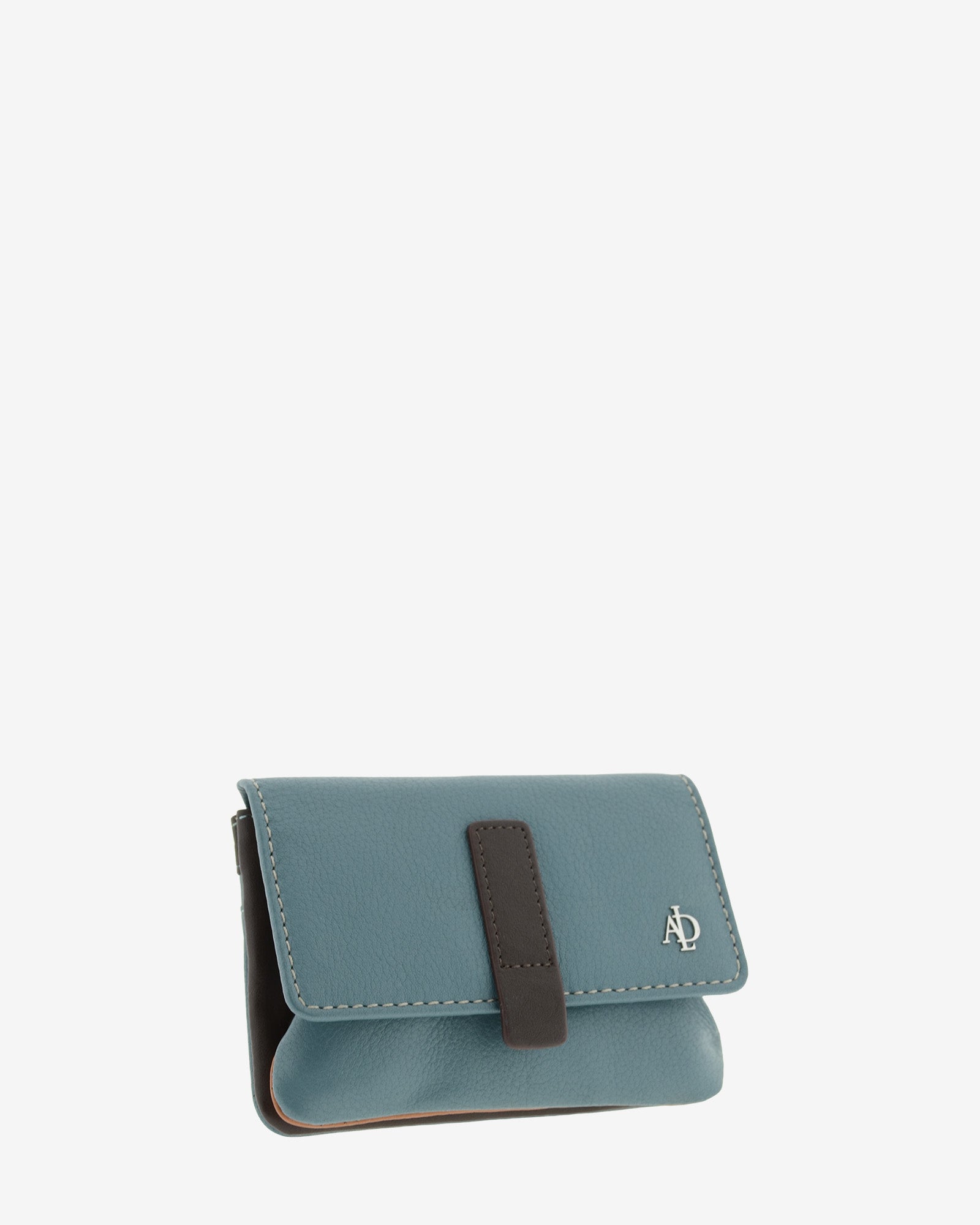 Monedero de mujer de piel Adapell en color azul vista diagonal frontal ref. 4245-14