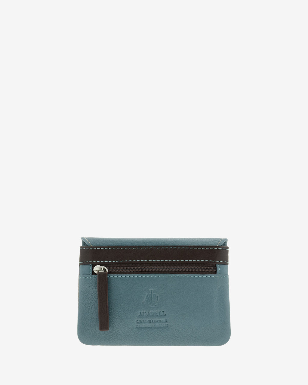 Monedero de mujer de piel Adapell en color azul vista  trasera con cremallera  ref. 4245-14