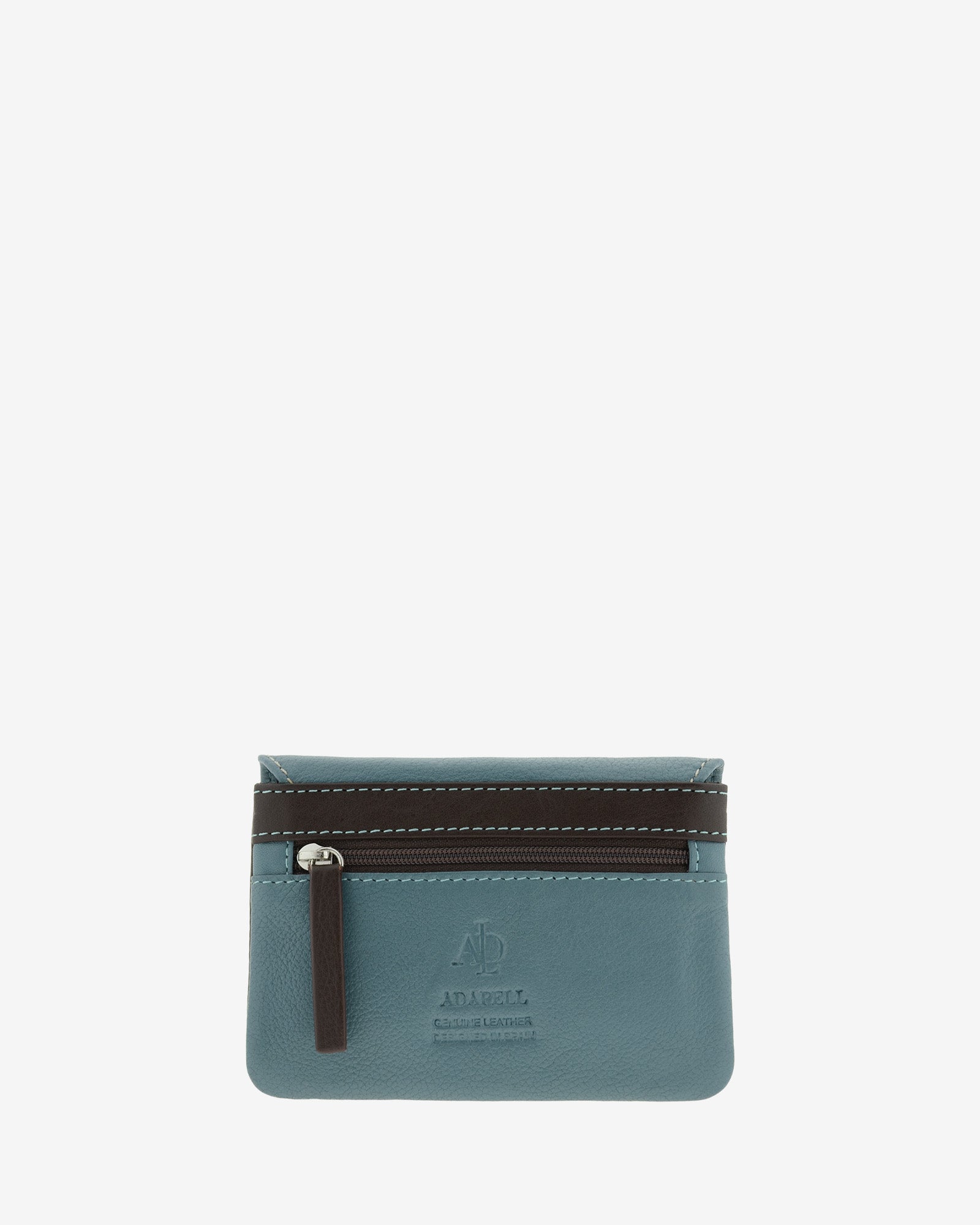 Monedero de mujer de piel Adapell en color azul vista  trasera con cremallera  ref. 4245-14