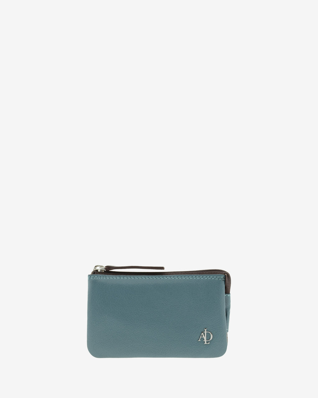 Monedero tarjetero de piel Adapell en color azul con cierre de cremallera ref. 4246-14 vista frontal.