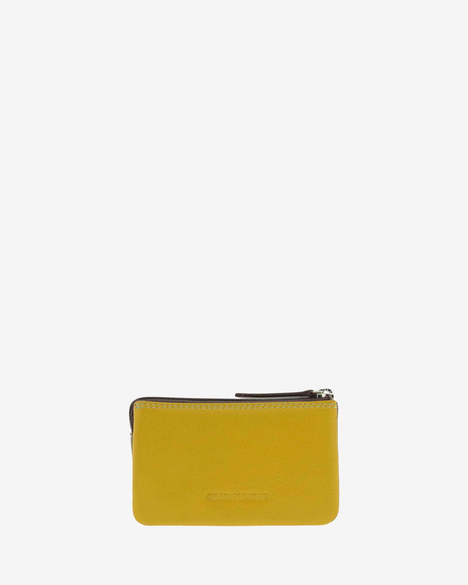 Monedero tarjetero en piel Adapell en color bronce con cierre de cremallera ref. 4246-2 vista trasera en color limon.