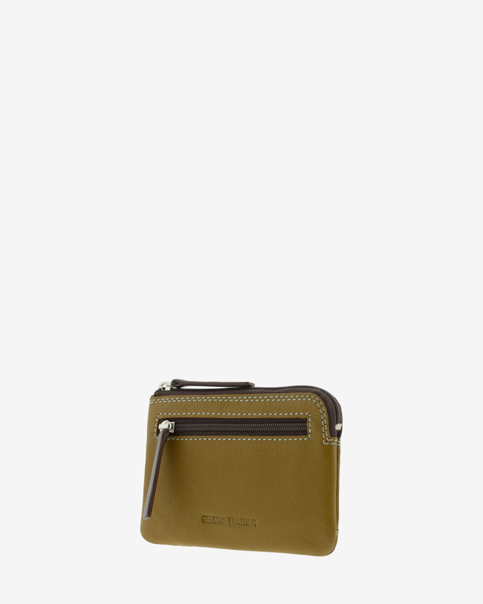 Monedero tarjetero de piel Adapell en color bronce con cierre de cremallera ref. 4247-2 vista diagonal trasera 