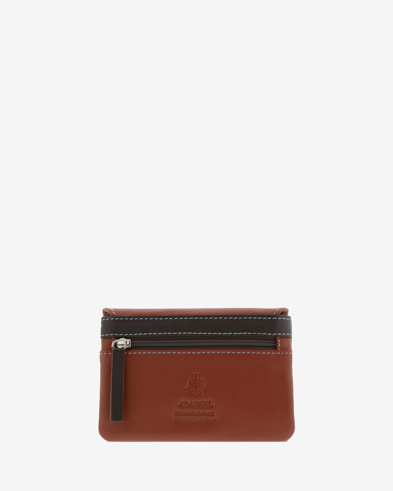 Monedero de mujer de piel Adapell en color chili vista trasera con cremallera ref. 4245-9