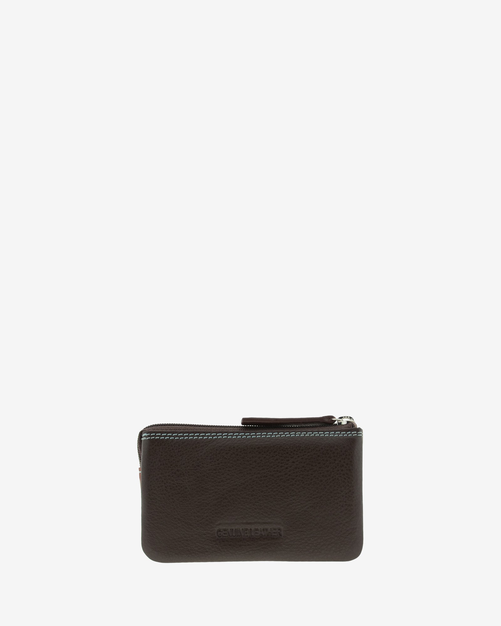 Monedero tarjetero de piel Adapell en color bronce con cierre de cremallera ref. 4246-9 vista trasera en marron chocolate.