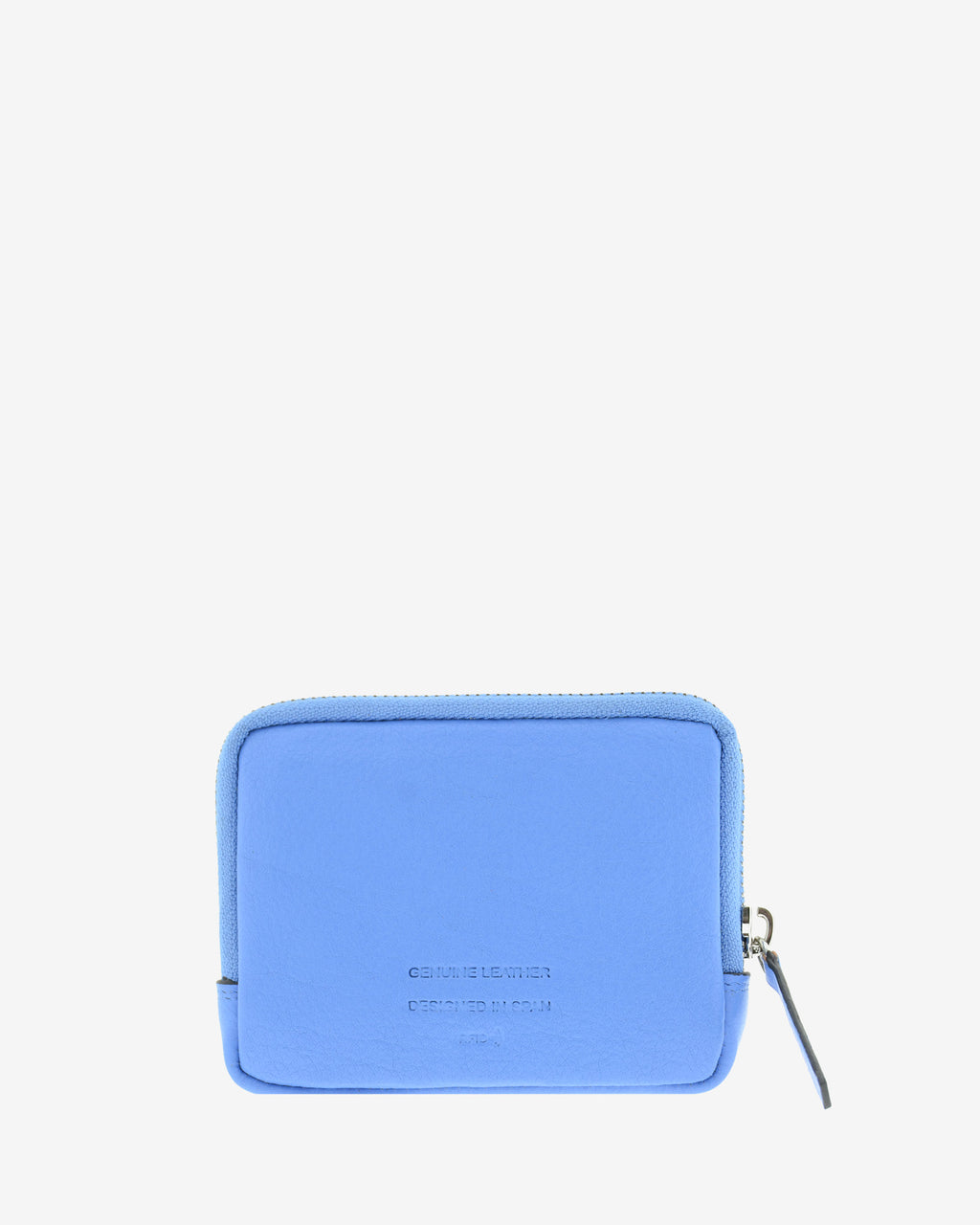 Monedero unisex de piel auténtica, ref. 8086-14, en color azul, con RFID, cremallera exterior y logo Adapell - Vista trasera
