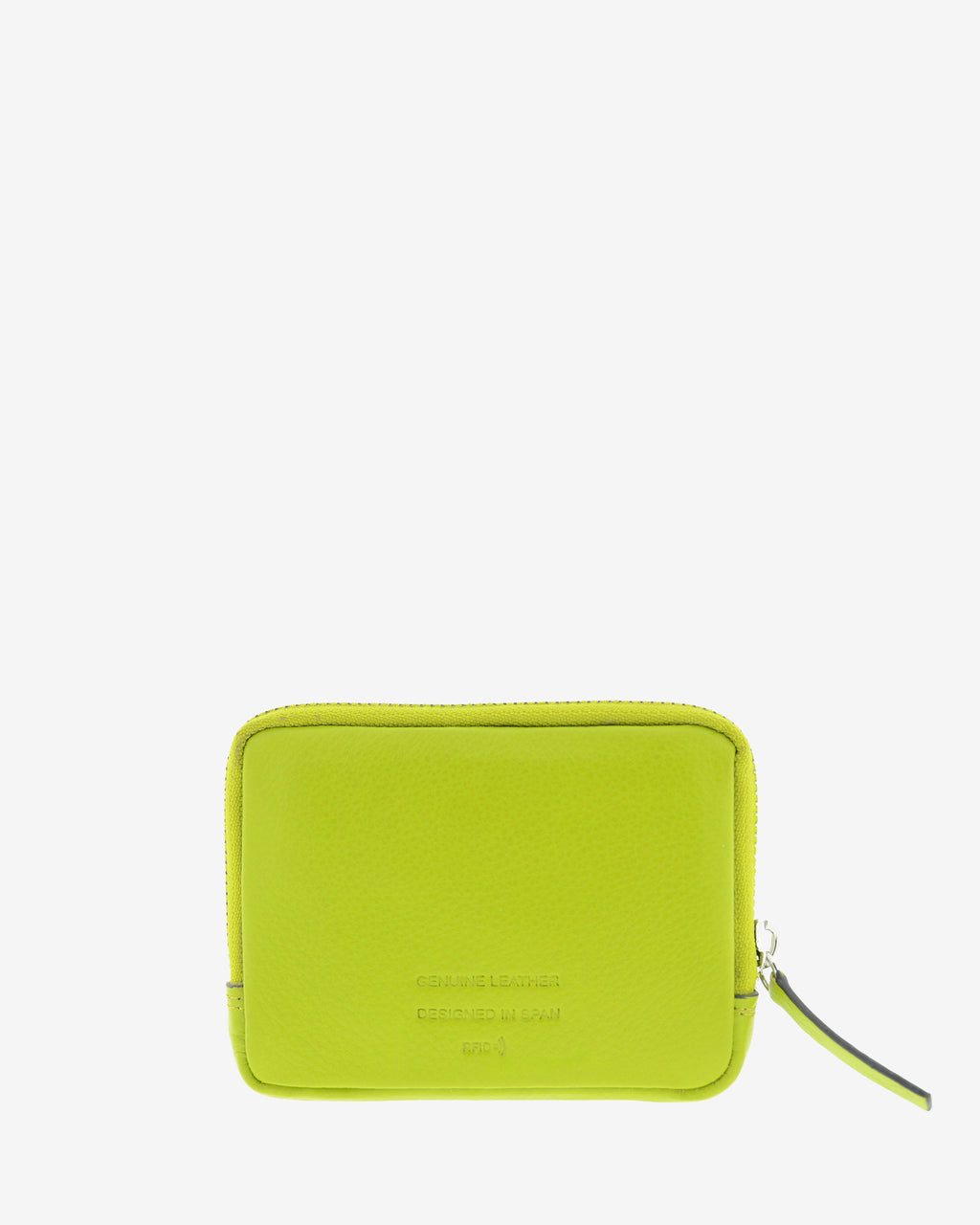 Monedero unisex de piel auténtica, ref. 8086-17, en color lima, con RFID, cremallera exterior y logo Adapell - Vista trasera