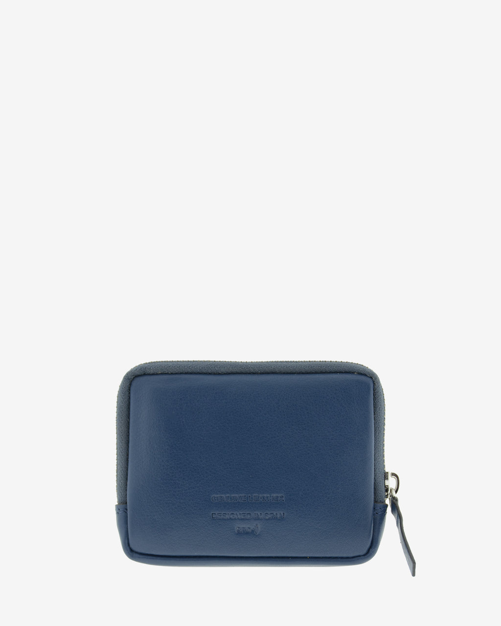 Monedero unisex de piel auténtica, ref. 8086-20, en color azul marino, con RFID, cremallera exterior y logo Adapell - Vista trasera