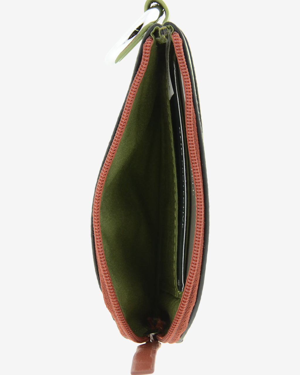 monedero de piel auténtica ref. 4251-14 en color verde sage, de medida pequeña y compacta, cierre de cremallera y aro metálico, con protección de tarjetas RFID de la colección Brisa, vista interior