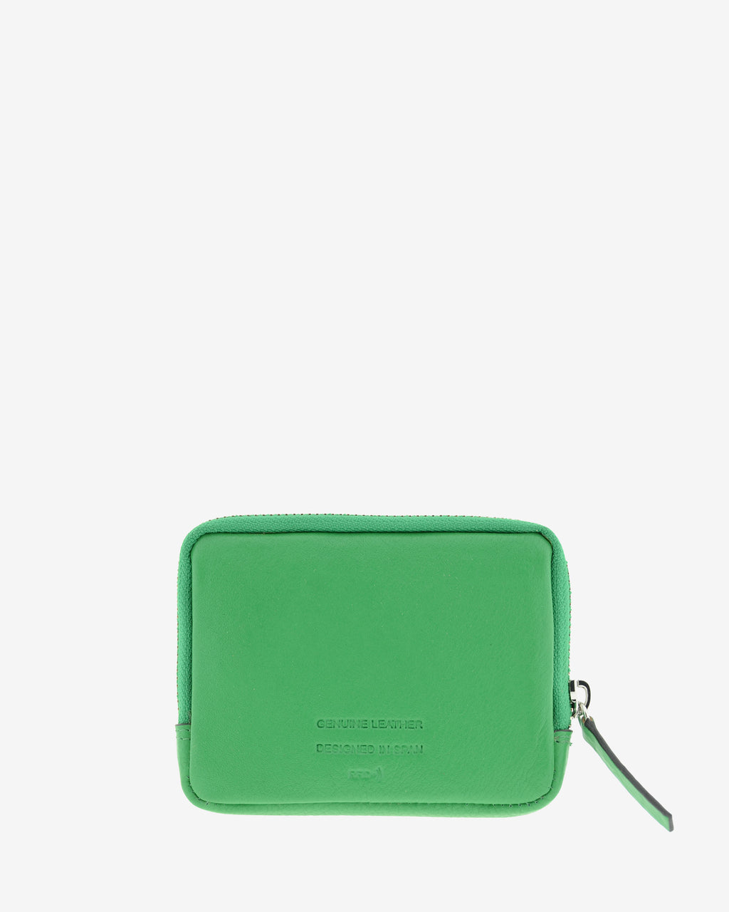 Monedero unisex de piel auténtica, ref. 8086-5, en color verde, con RFID, cremallera exterior y logo Adapell - trasera