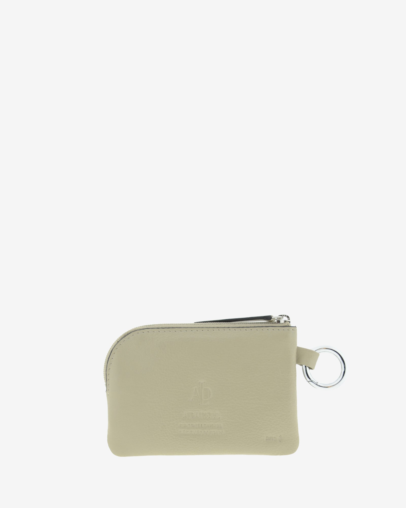 Monedero de piel auténtica ref. 8081-12 en color ice stone, de medida pequeña y compacta, cierre de cremallera y aro metálico exterior, con protección de tarjetas RFID de la colección Essenza, vista trasera