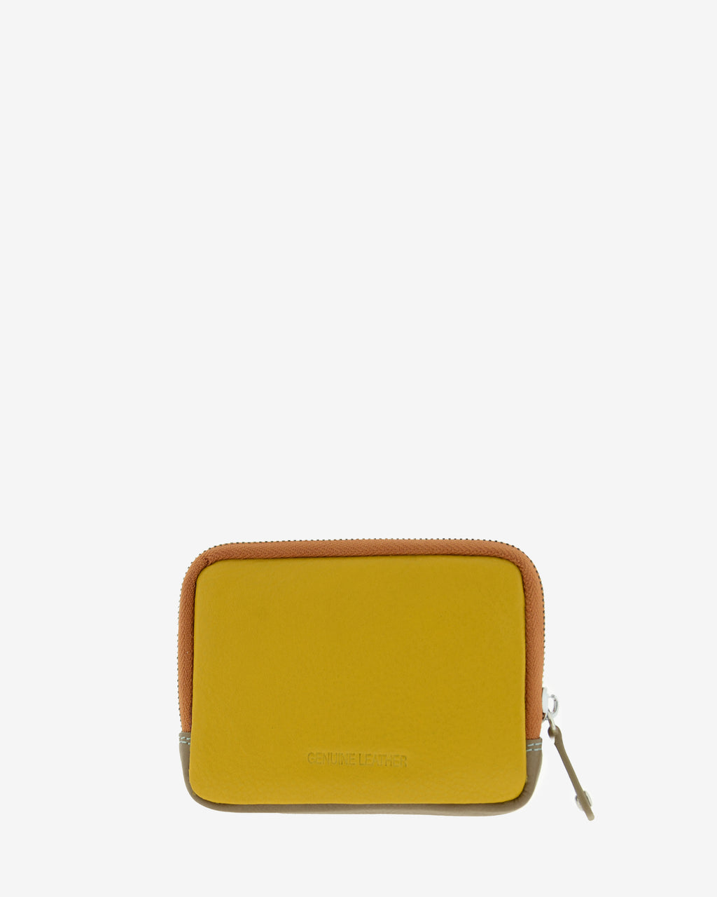 Monedero de mujer en piel genuina de color marrón con cremallera y logo Adapell. Ref. 4241-2. Vista trasera en color mostaza.
