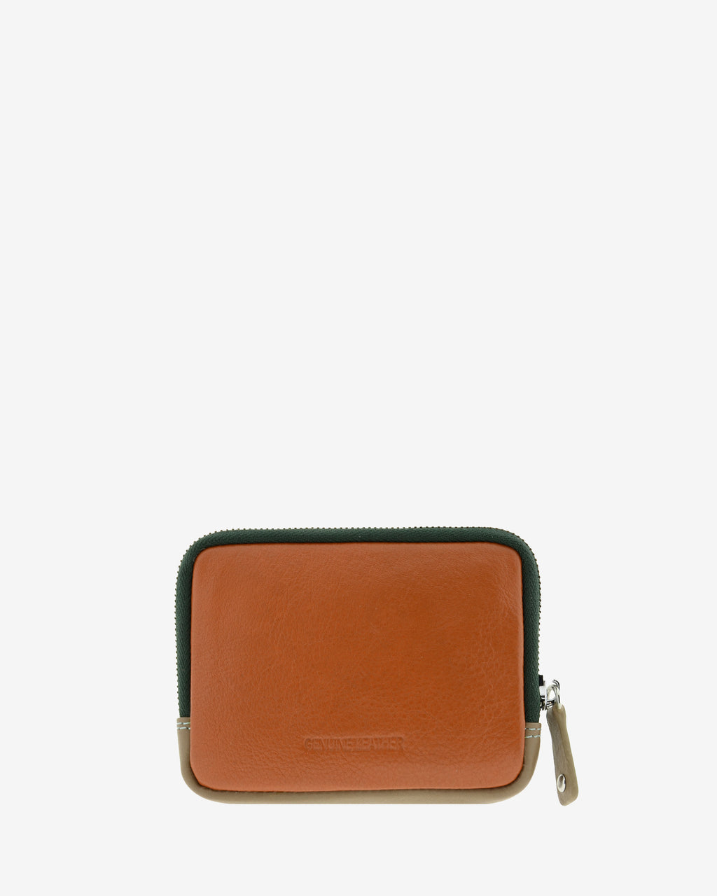 Monedero de mujer en piel suave de color verde con cremallera. Ref. 4241-5. Vista trasera en color marron.