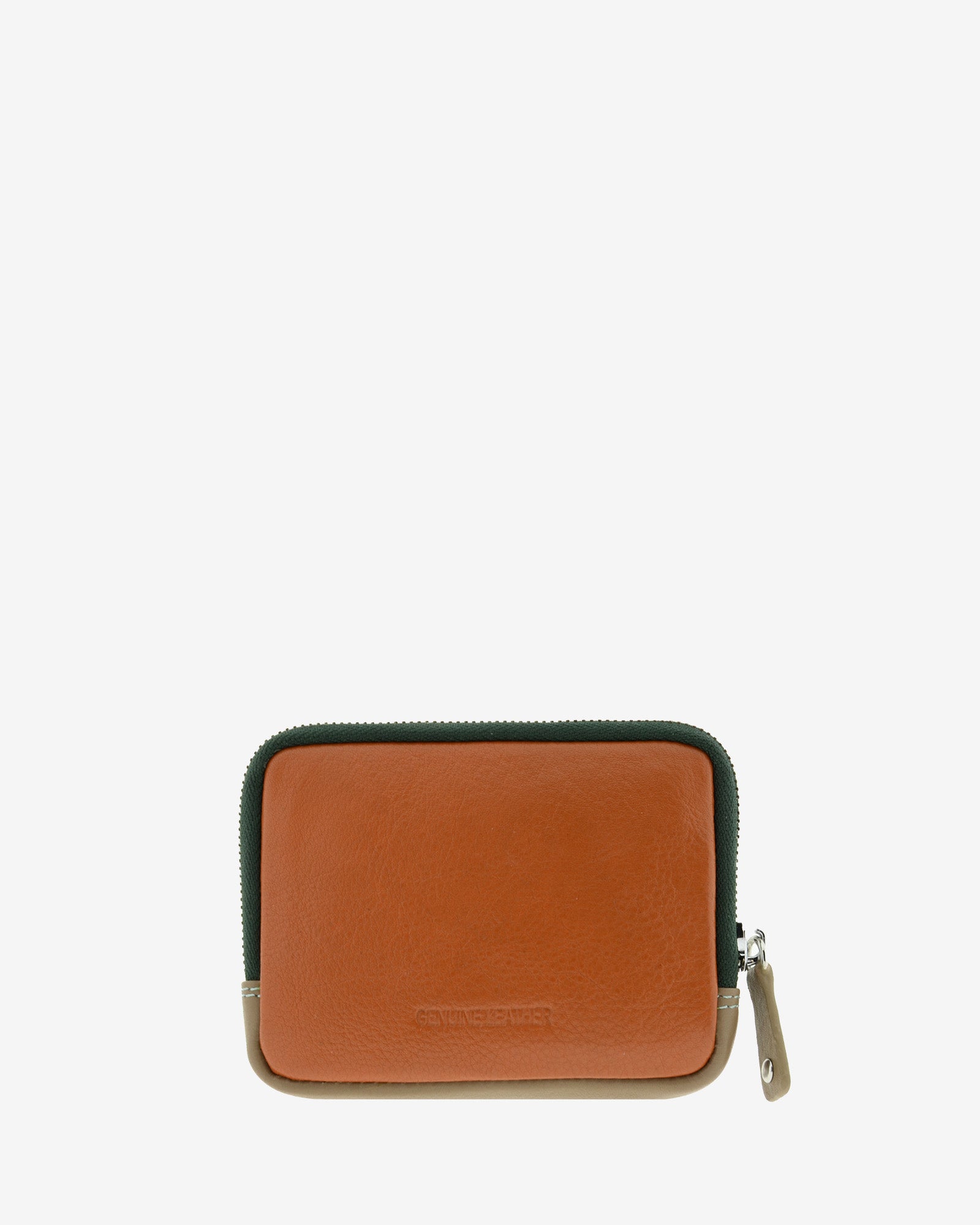 Monedero de mujer en piel suave de color verde con cremallera. Ref. 4241-5. Vista trasera en color marron.
