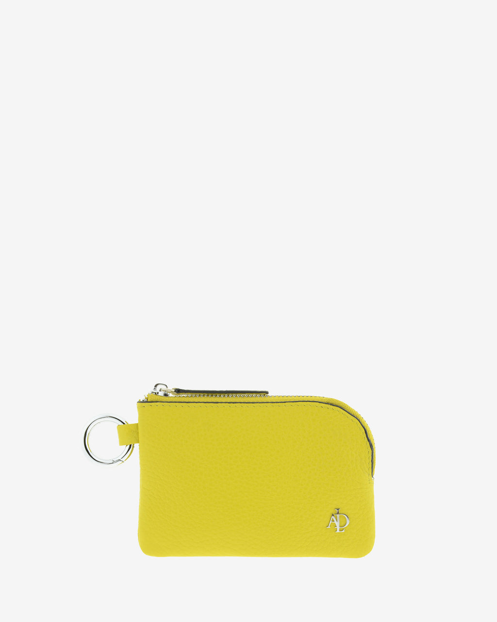 Monedero unisex de piel auténtica granulada de alta calidad, ref. 4258-17 en color amarillo citrine, con protección de tarjetas RFID y aro para colgar o para llaves, de la colección Nude, vista frontal